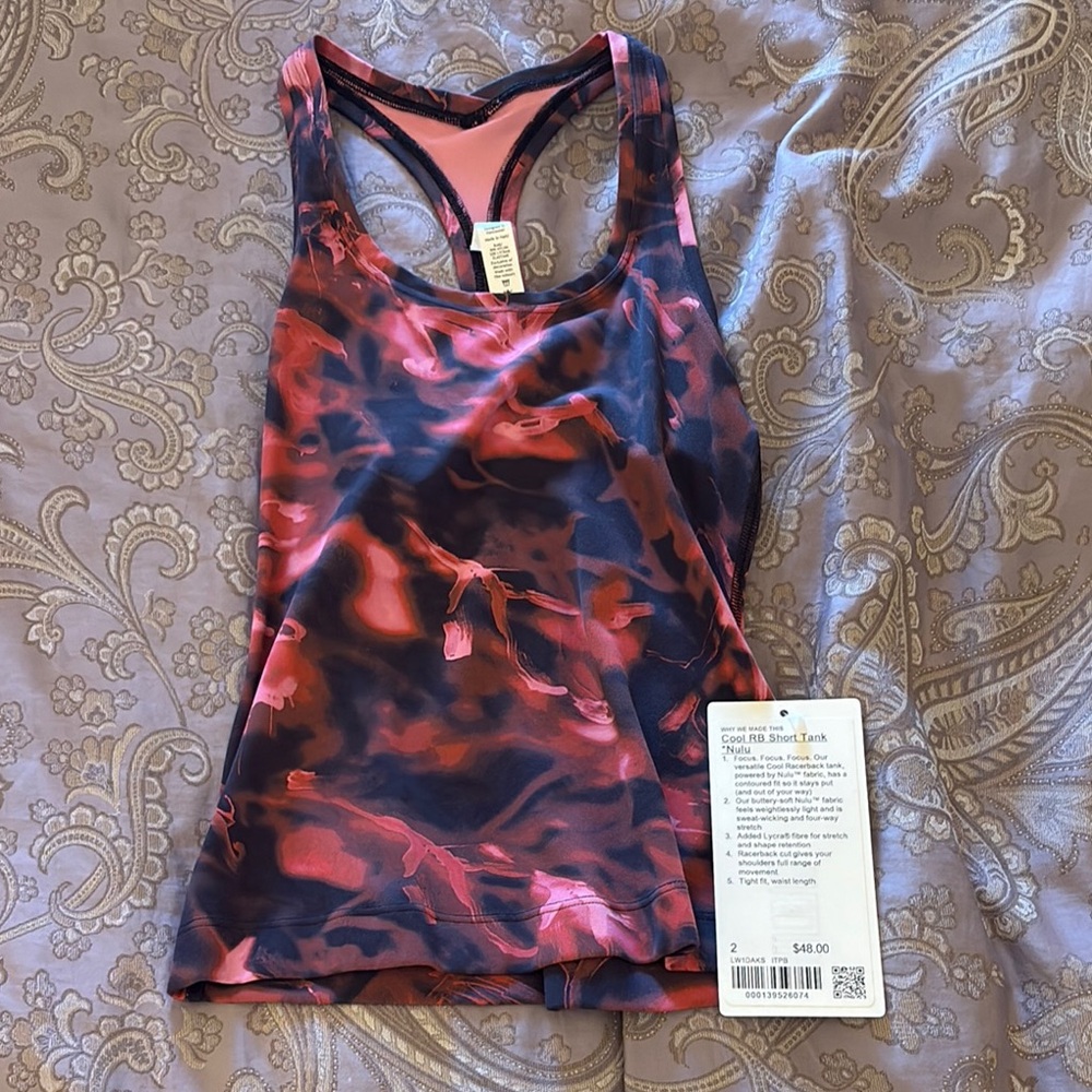 Lululemon Cool RB Short Tank Top in Vibrant Red and Black Size 2 - New w/ Tags!